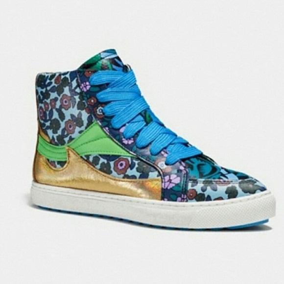 Coach Shoes - Coach C203 Floral Pointy Toe High Top Sneakers